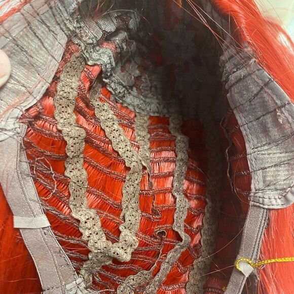 MORTICIA Women’s Long Synthetic And Human Hair Fiber Wig Red Orange - Picture 8 of 12